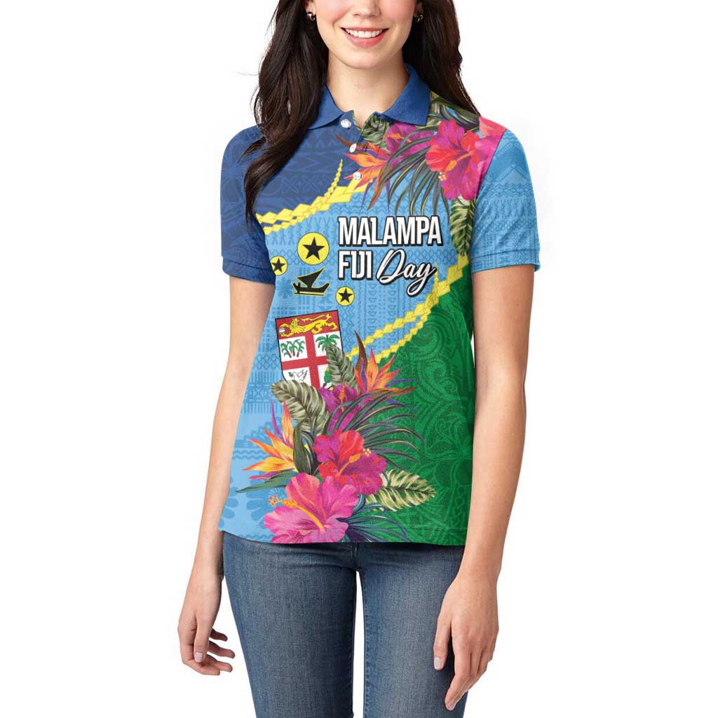 Personalized Malampa Fiji Day Together We Grow Women Polo Shirt Special Tapa Mix - Polynesian Pride