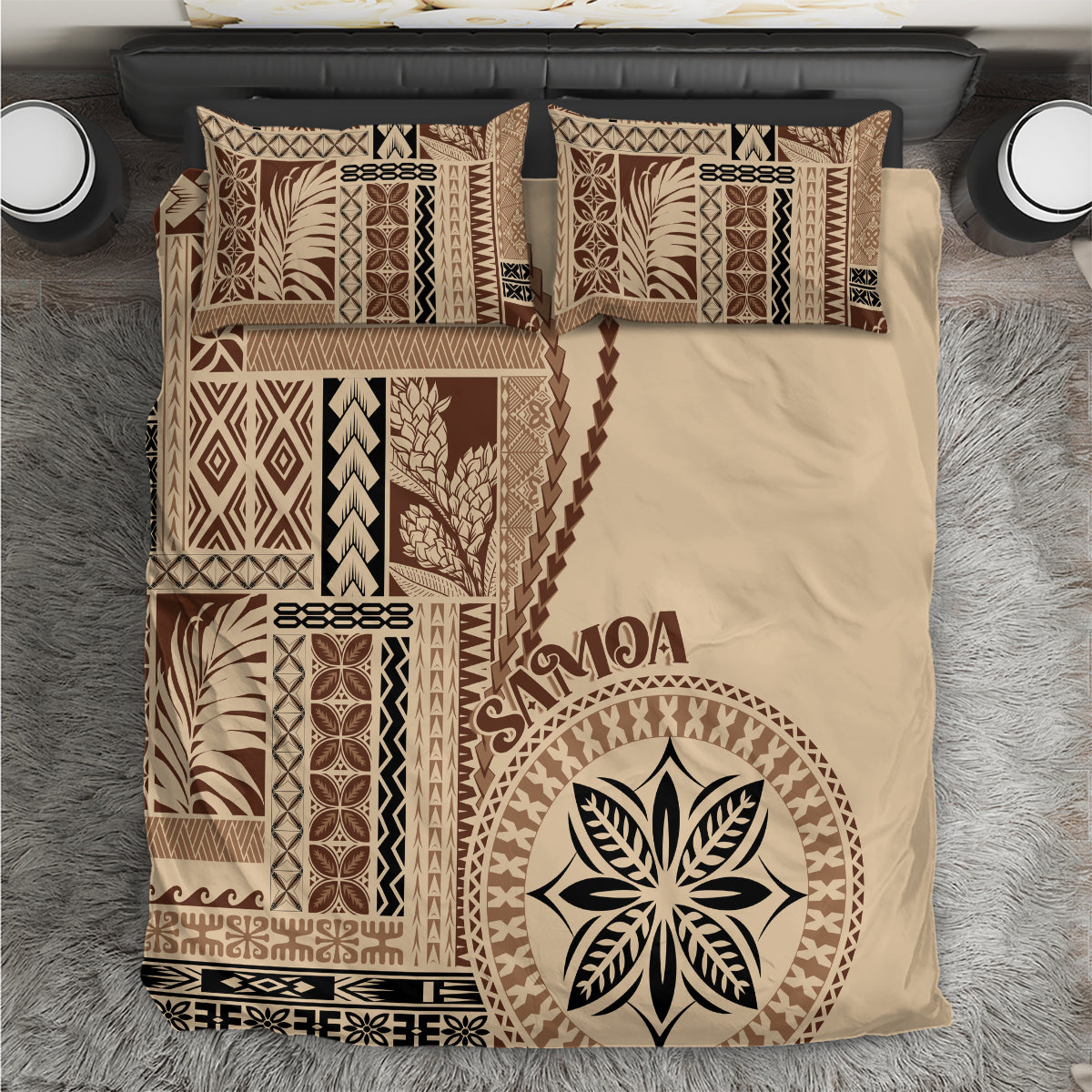 Samoa Siapo Motif Bedding Set Classic Style LT7 Beige - Polynesian Pride