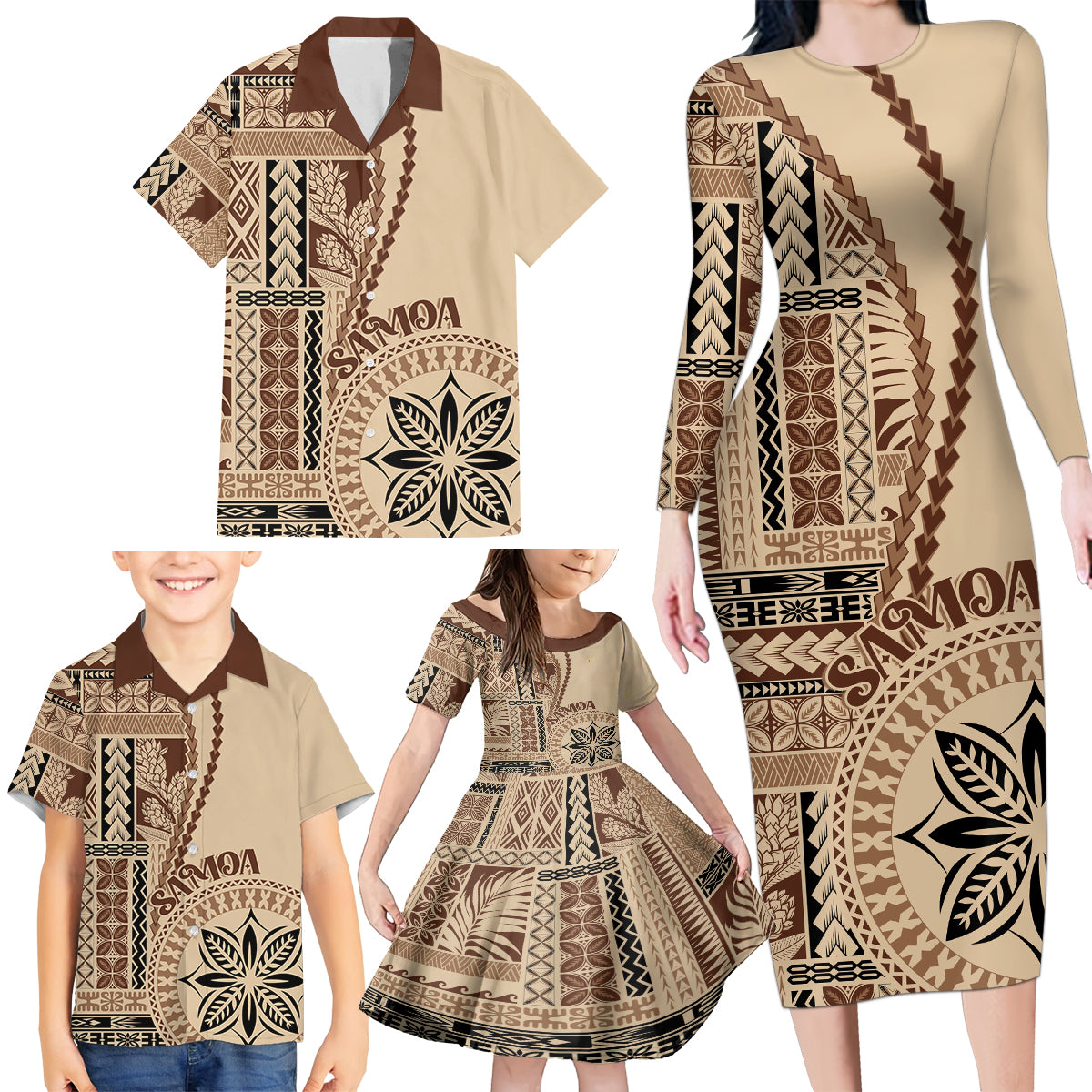 samoa-siapo-motif-family-matching-long-sleeve-bodycon-dress-and-hawaiian-shirt-classic-style