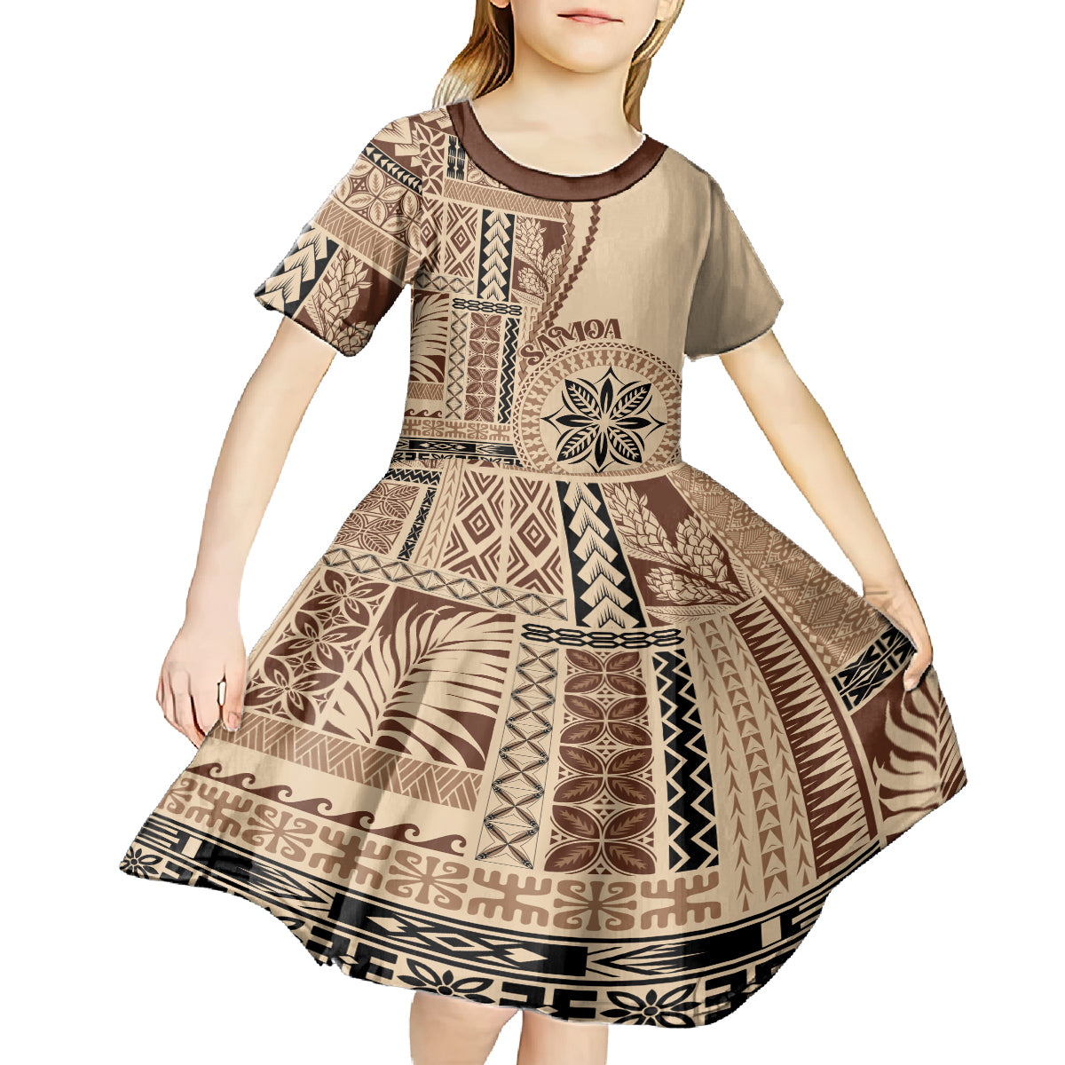samoa-siapo-motif-kid-short-sleeve-dress-classic-style