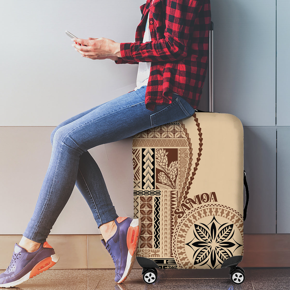 Samoa Siapo Motif Luggage Cover Classic Style LT7 - Polynesian Pride