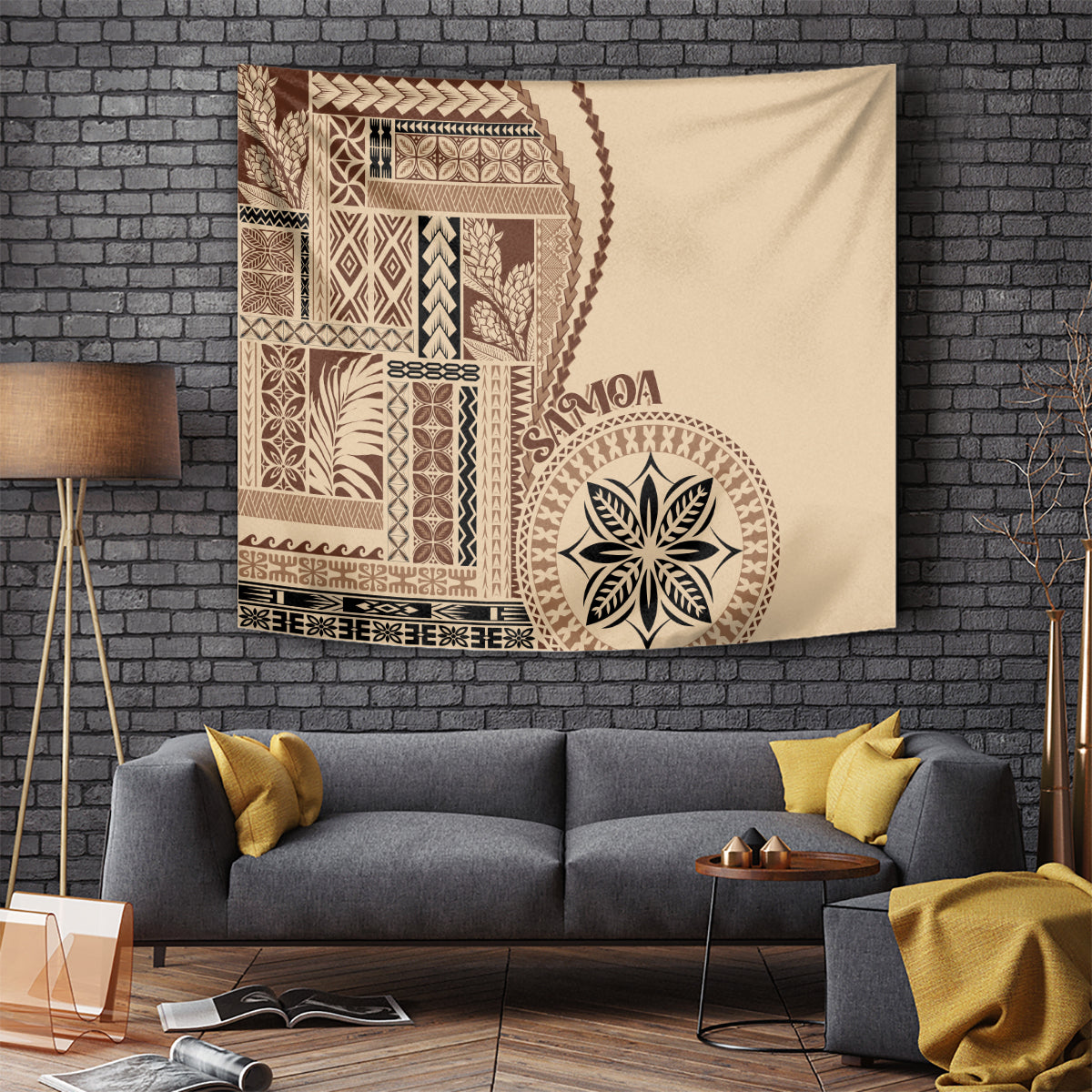 Samoa Siapo Motif Tapestry Classic Style LT7 Beige - Polynesian Pride