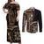 Samoa Siapo Motif Couples Matching Off Shoulder Maxi Dress and Long Sleeve Button Shirt Classic Style - Black Ver LT7 Black - Polynesian Pride