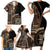 Samoa Siapo Motif Family Matching Short Sleeve Bodycon Dress and Hawaiian Shirt Classic Style - Black Ver LT7 - Polynesian Pride