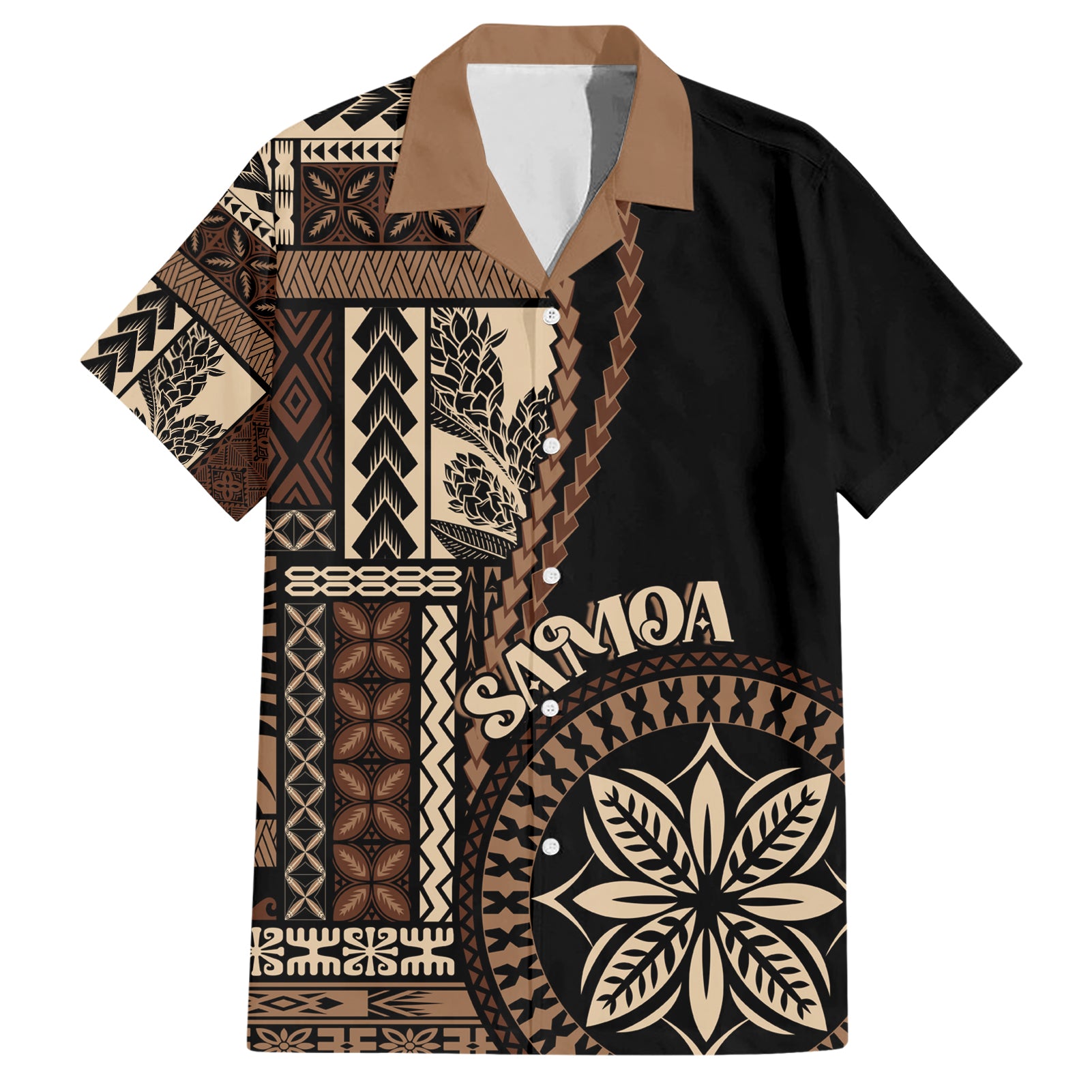 Samoa Siapo Motif Hawaiian Shirt Classic Style - Black Ver LT7 Black - Polynesian Pride