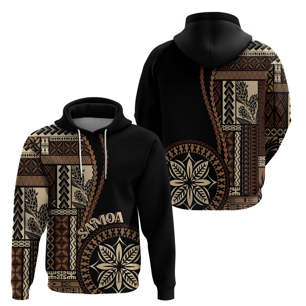 Samoa Siapo Motif Hoodie Classic Style - Black Ver LT7 - Polynesian Pride