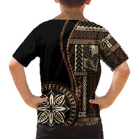 Samoa Siapo Motif Kid Hawaiian Shirt Classic Style - Black Ver LT7 - Polynesian Pride