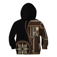 Samoa Siapo Motif Kid Hoodie Classic Style - Black Ver LT7 - Polynesian Pride
