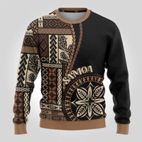 Samoa Siapo Motif Ugly Christmas Sweater Classic Style - Black Ver LT7 - Polynesian Pride