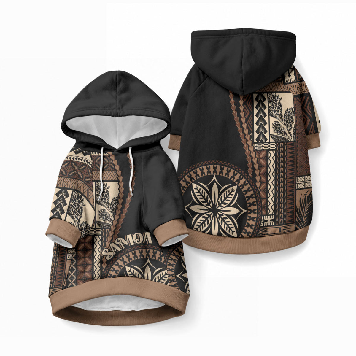 Samoa Siapo Motif Pet Hoodie Classic Style - Black Ver LT7 Pullover Black - Polynesian Pride