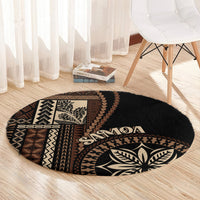 Samoa Siapo Motif Round Carpet Classic Style - Black Ver LT7 - Polynesian Pride