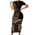Samoa Siapo Motif Short Sleeve Bodycon Dress Classic Style - Black Ver LT7 Long Dress Black - Polynesian Pride
