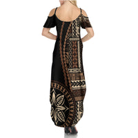 Samoa Siapo Motif Summer Maxi Dress Classic Style - Black Ver LT7 - Polynesian Pride