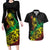 Personalised Reggae Jawaiian Festive Couples Matching Long Sleeve Bodycon Dress and Hawaiian Shirt Mix Polynesian