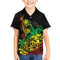 Personalised Reggae Jawaiian Festive Family Matching Long Sleeve Bodycon Dress and Hawaiian Shirt Mix Polynesian