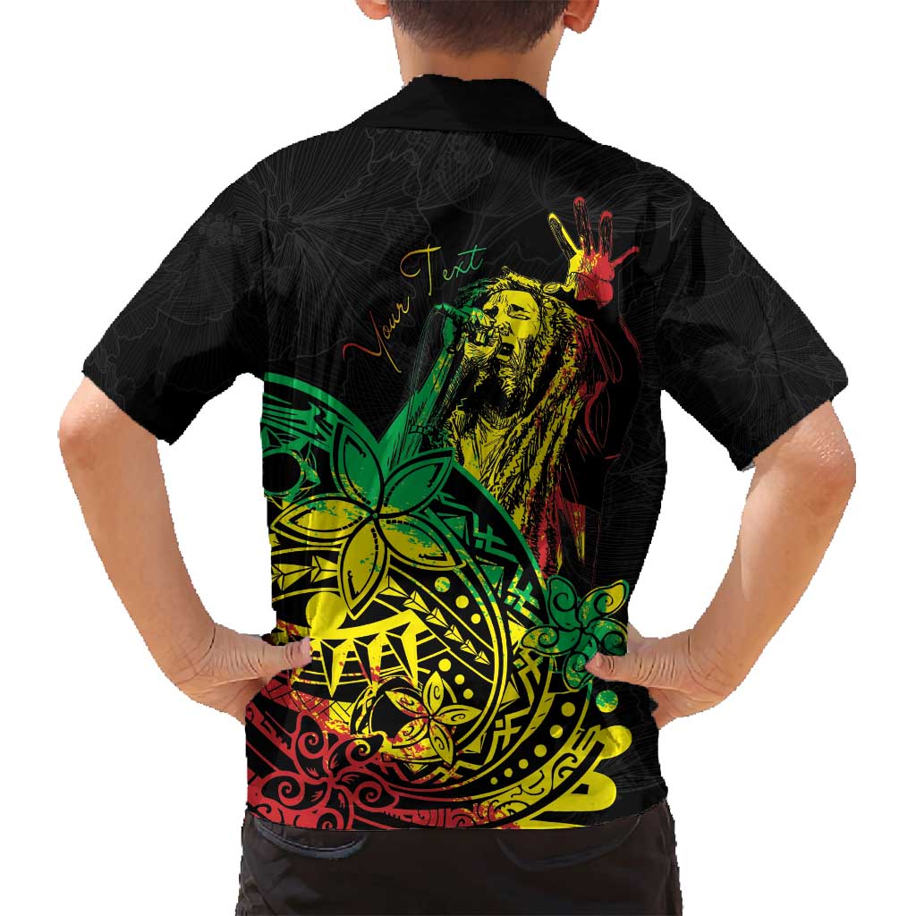 Personalised Reggae Jawaiian Festive Family Matching Off Shoulder Short Dress and Hawaiian Shirt Mix Polynesian