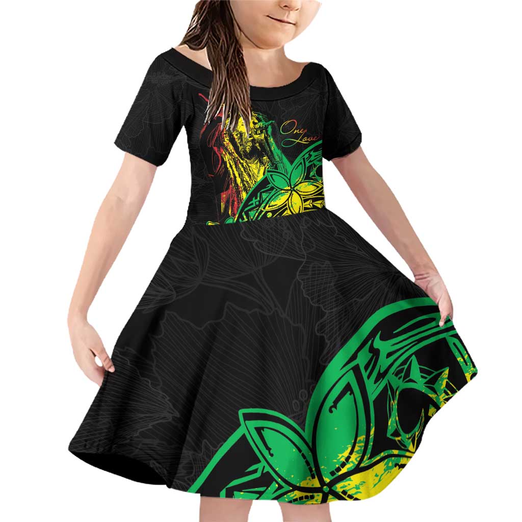 Personalised Reggae Jawaiian Festive Family Matching Off Shoulder Short Dress and Hawaiian Shirt Mix Polynesian
