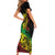 Personalised Reggae Jawaiian Festive Family Matching Short Sleeve Bodycon Dress and Hawaiian Shirt Mix Polynesian
