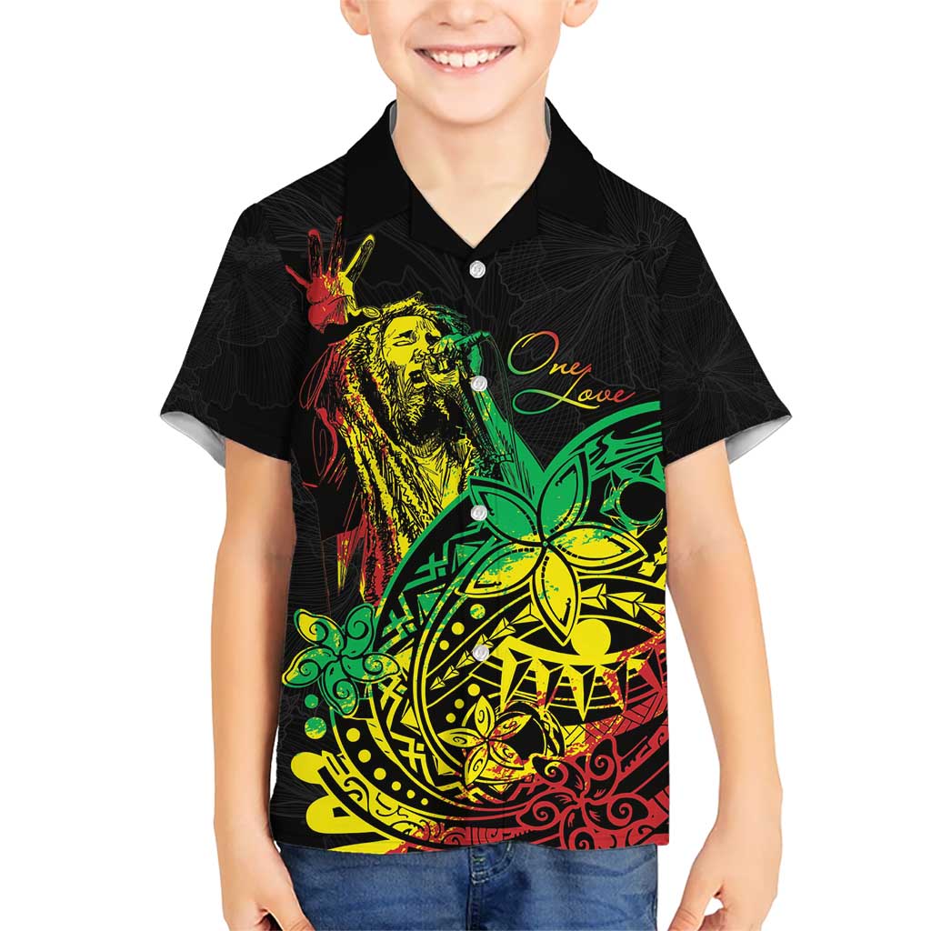 Personalised Reggae Jawaiian Festive Kid Hawaiian Shirt Mix Polynesian