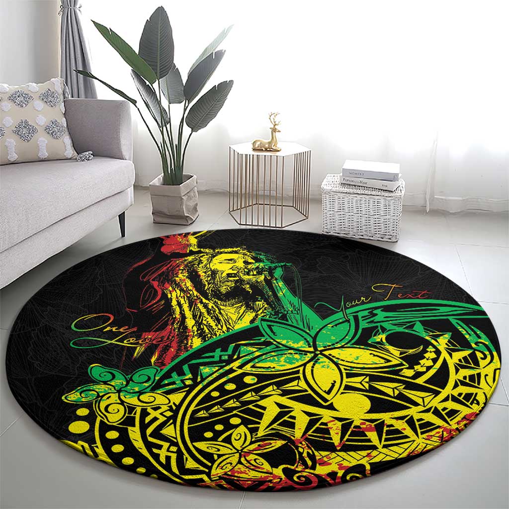 Personalised Reggae Jawaiian Festive Round Carpet Mix Polynesian