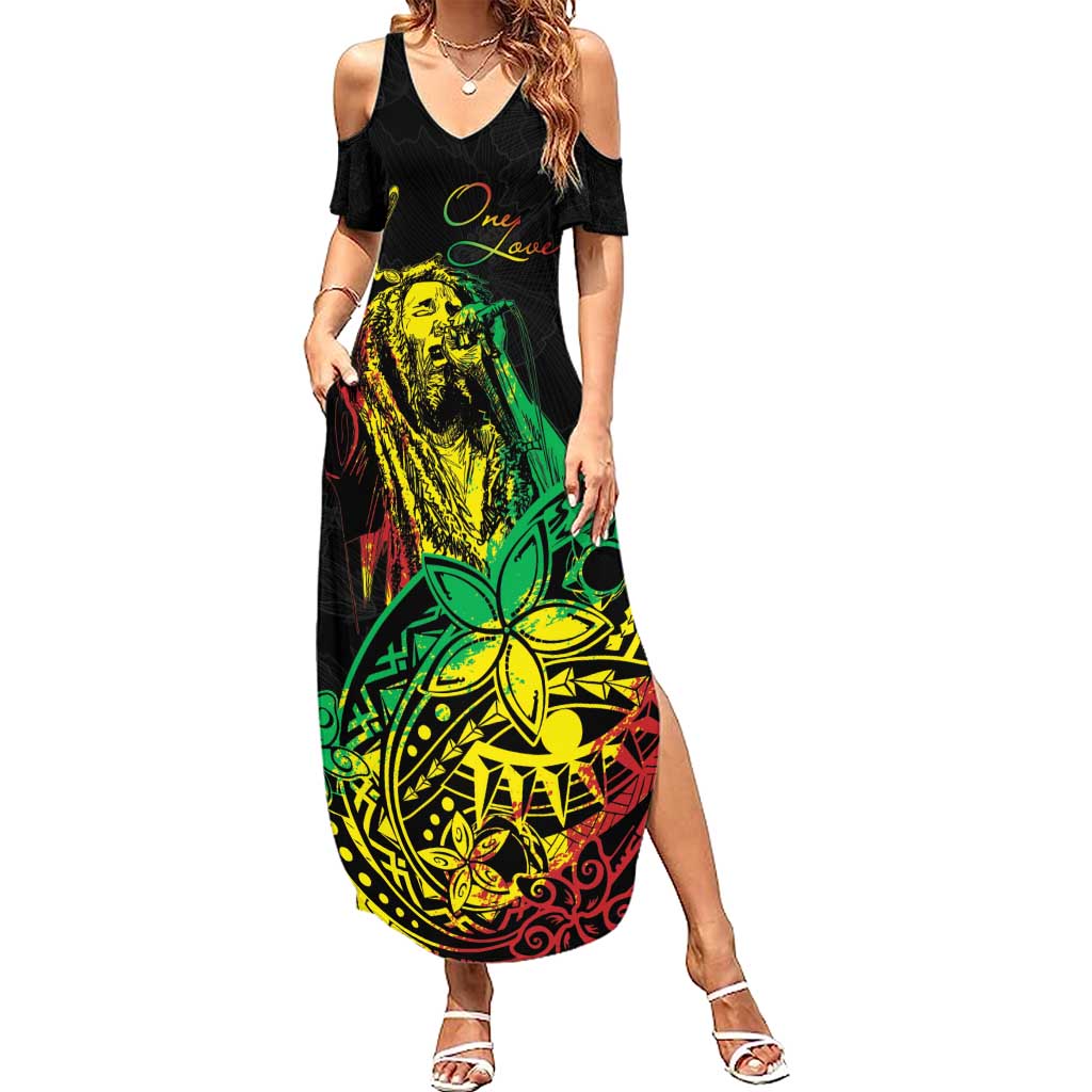 Personalised Reggae Jawaiian Festive Summer Maxi Dress Mix Polynesian