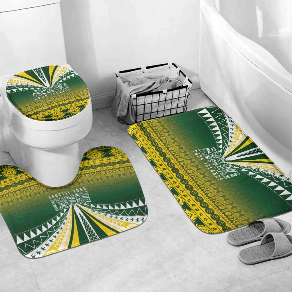 Cook Islands Rugby Bathroom Set Kuki Avaiki LT7 Mat Set Only (3 pcs) One Size Yellow Green - Polynesian Pride