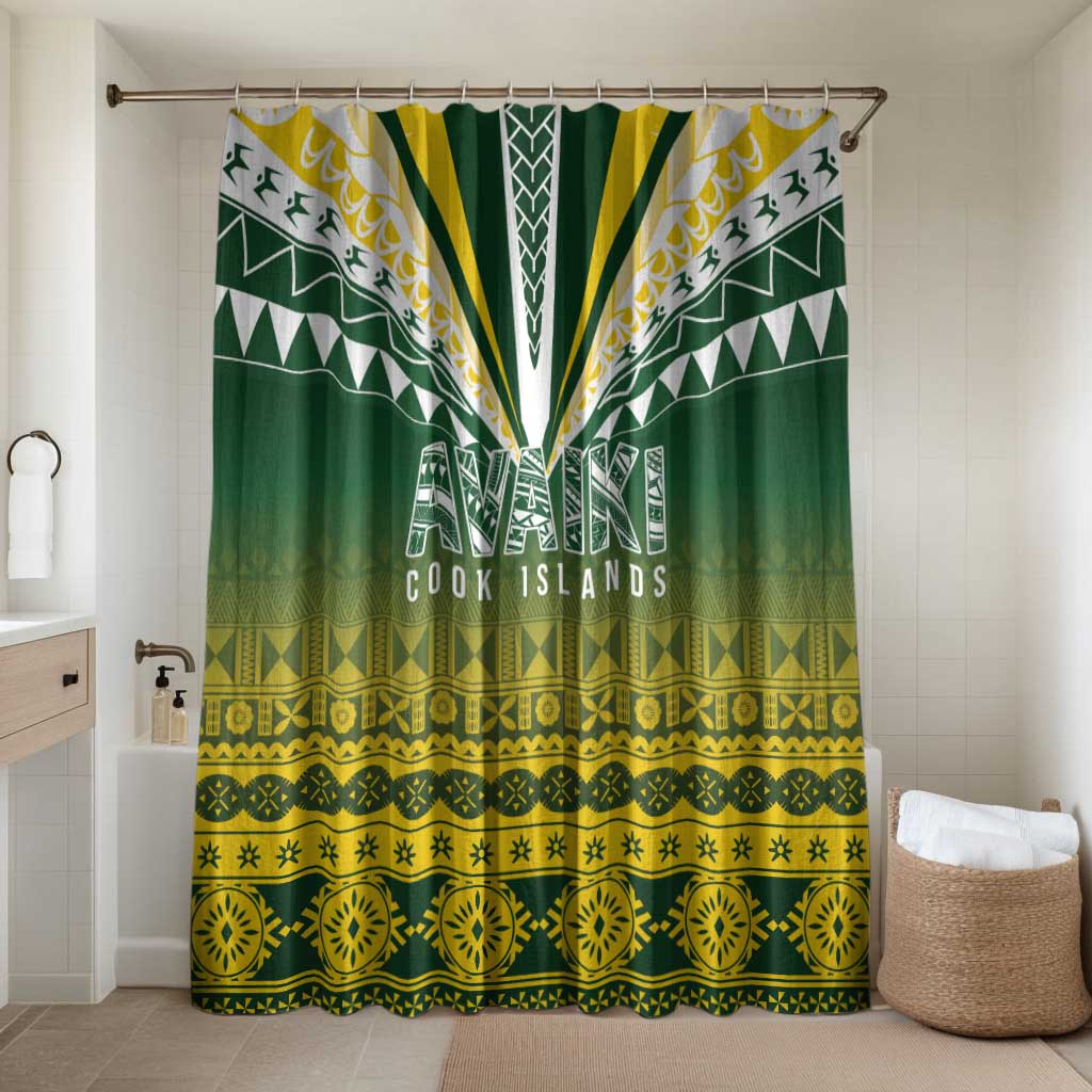 Cook Islands Rugby Bathroom Set Kuki Avaiki LT7 Shower Curtain Only Yellow Green - Polynesian Pride
