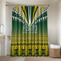 Cook Islands Rugby Bathroom Set Kuki Avaiki LT7 Shower Curtain Only Yellow Green - Polynesian Pride