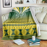 Cook Islands Rugby Blanket Kuki Avaiki LT7 Yellow Green - Polynesian Pride