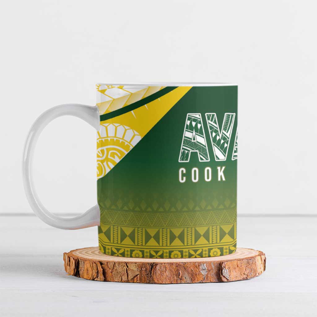Cook Islands Rugby Ceramic Mug Kuki Avaiki LT7 Yellow Green - Polynesian Pride