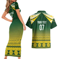 Cook Islands Rugby Custom Couples Matching Short Sleeve Bodycon Dress and Hawaiian Shirt Kuki Avaiki - Polynesian Pride