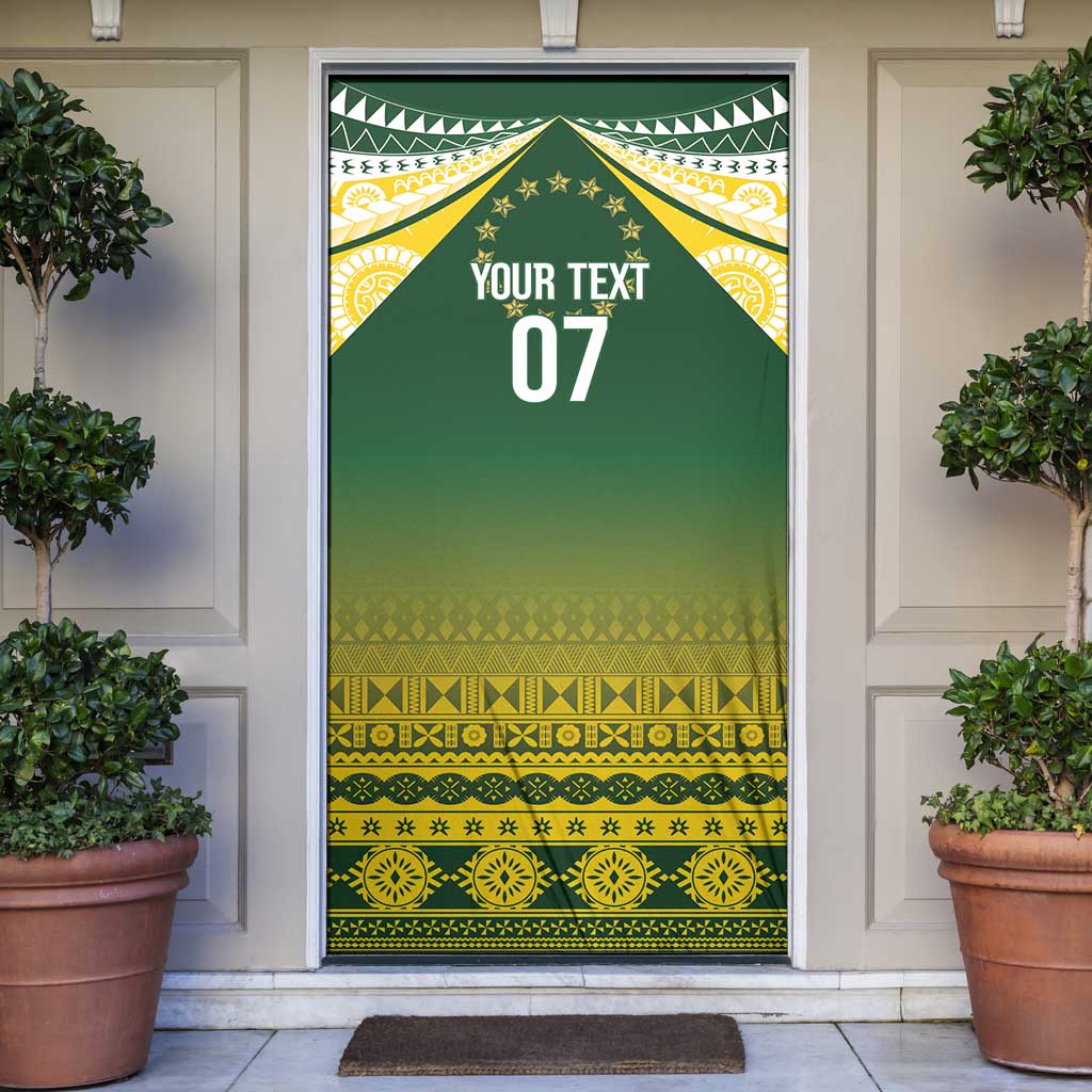Cook Islands Rugby Custom Door Cover Kuki Avaiki LT7 Yellow Green - Polynesian Pride