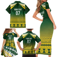 Cook Islands Rugby Custom Family Matching Short Sleeve Bodycon Dress and Hawaiian Shirt Kuki Avaiki LT7 - Polynesian Pride