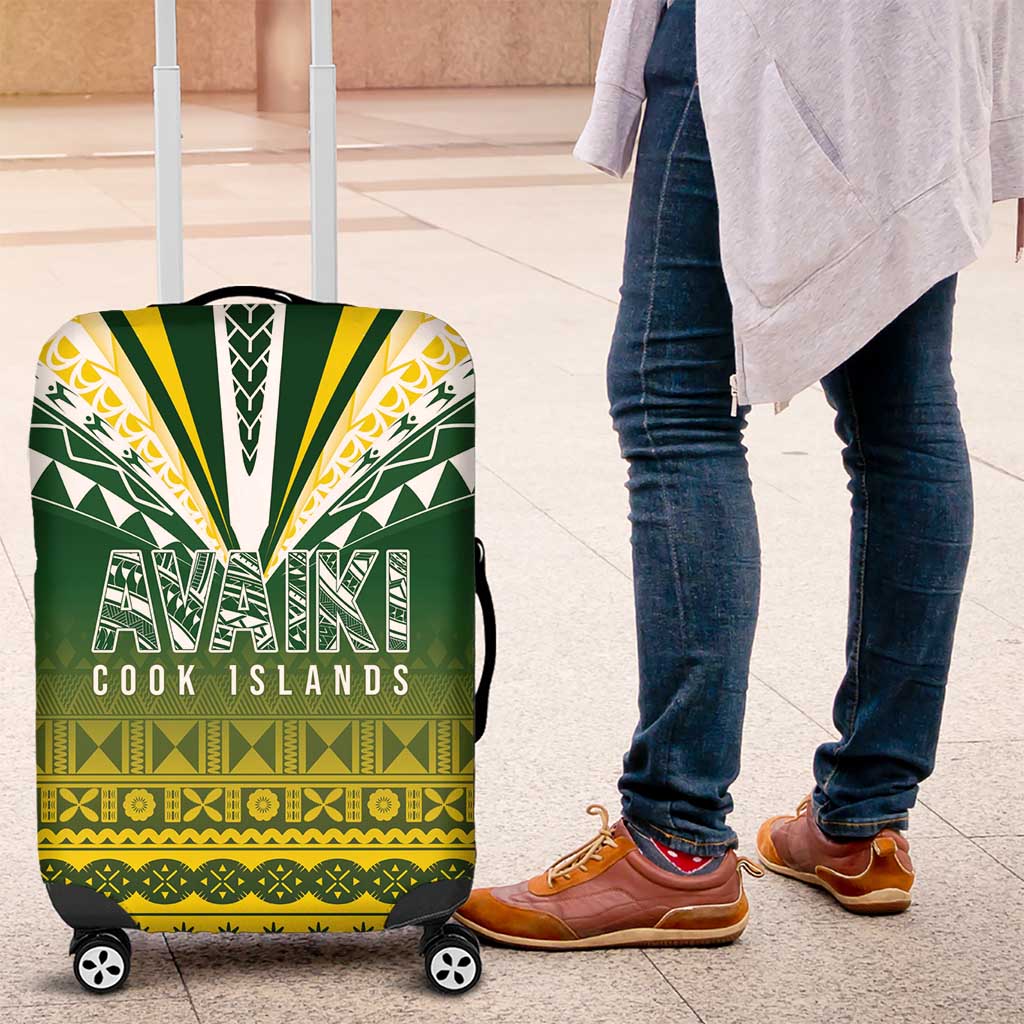 Cook Islands Rugby Luggage Cover Kuki Avaiki LT7 Yellow Green - Polynesian Pride