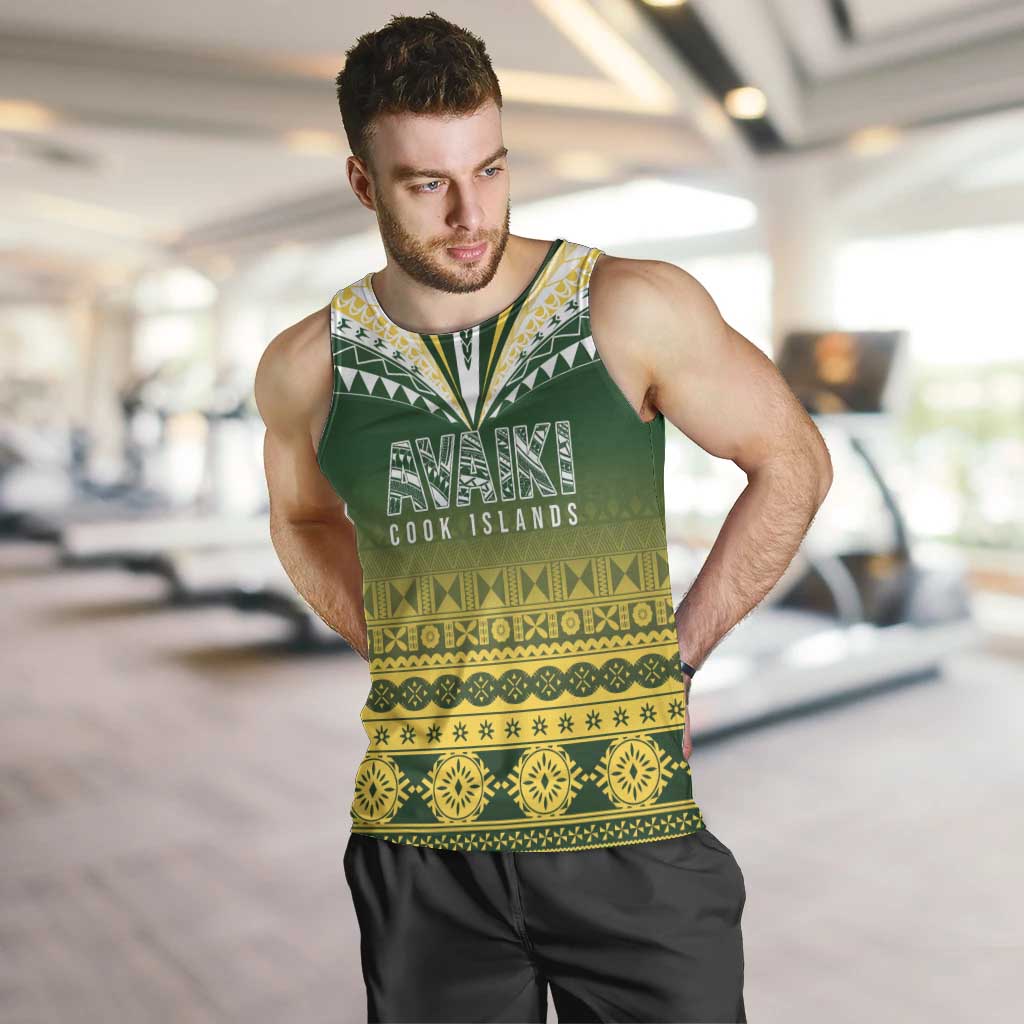 Cook Islands Rugby Custom Men Tank Top Kuki Avaiki LT7 Yellow Green - Polynesian Pride