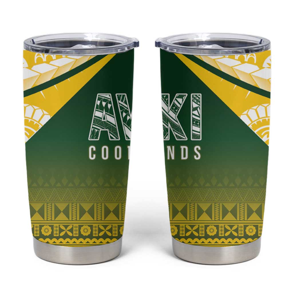 Cook Islands Rugby Tumbler Cup Kuki Avaiki LT7 Yellow Green - Polynesian Pride