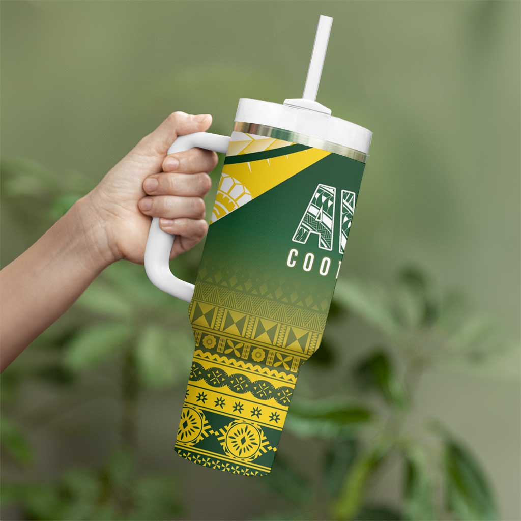 Cook Islands Rugby Tumbler With Handle Kuki Avaiki LT7 - Polynesian Pride