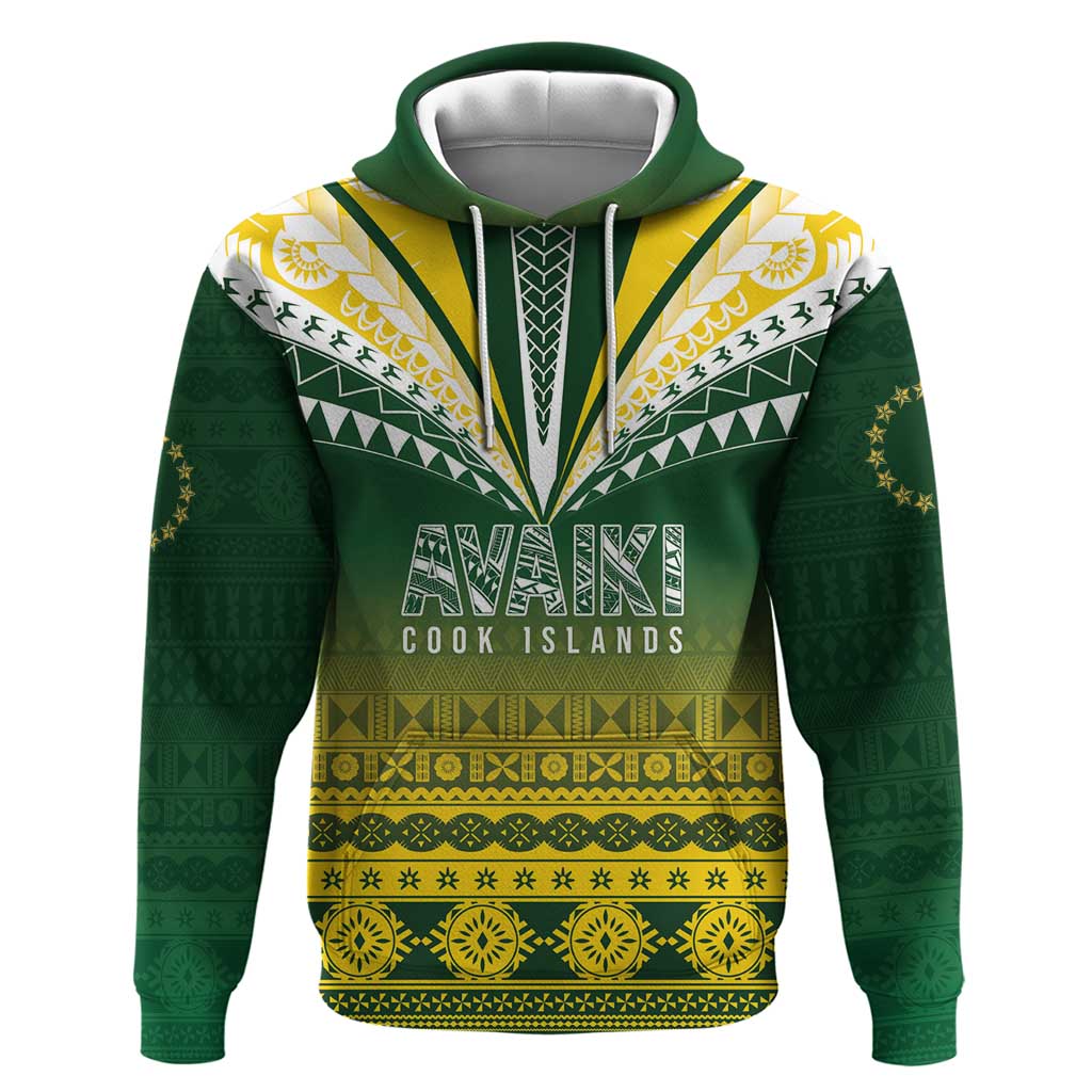 Cook Islands Rugby Custom Zip Hoodie Kuki Avaiki LT7 Pullover Hoodie Yellow Green - Polynesian Pride