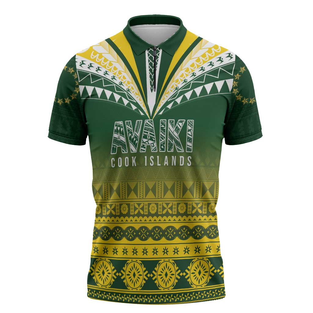 Cook Islands Rugby Custom Zipper Polo Shirt Kuki Avaiki - Polynesian Pride