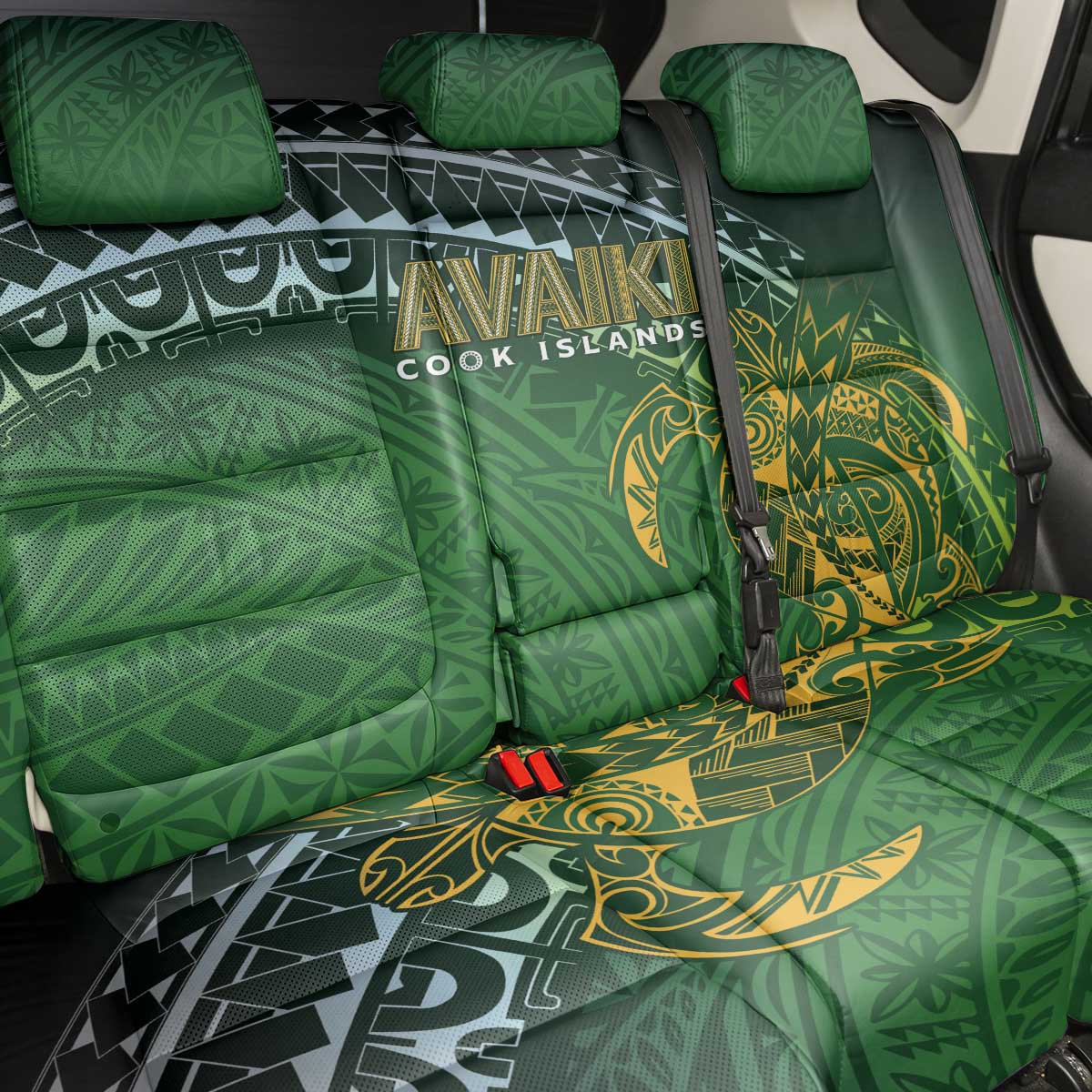 Cook Islands Rugby Kuki Avaiki Back Car Seat Cover Tribal Turtle - Polynesian Pride