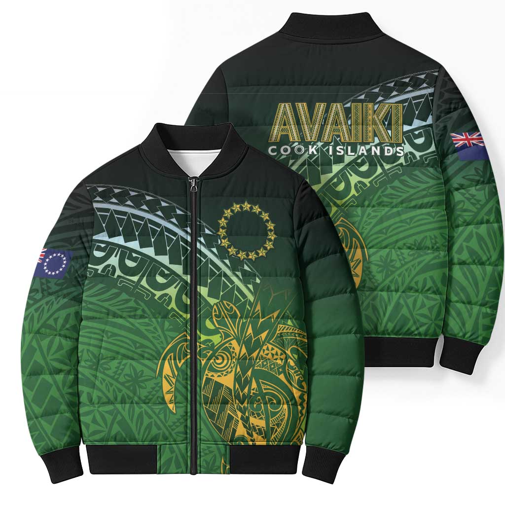Cook Islands Rugby Kuki Avaiki Bomber Puffer Jacket Tribal Turtle LT7 - Polynesian Pride