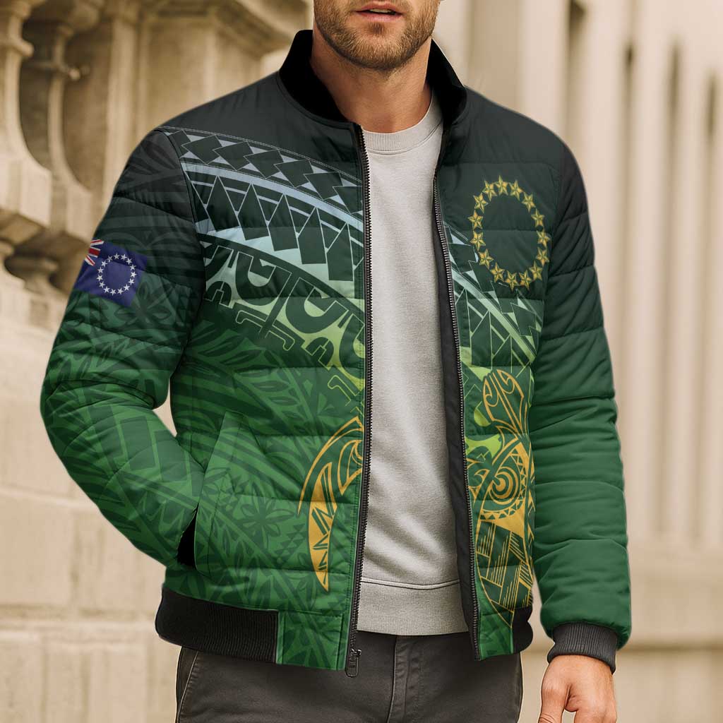 Cook Islands Rugby Kuki Avaiki Bomber Puffer Jacket Tribal Turtle LT7 - Polynesian Pride