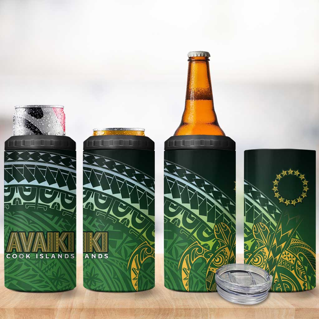 Cook Islands Rugby Kuki Avaiki 4 in 1 Can Cooler Tumbler Tribal Turtle LT7 - Polynesian Pride