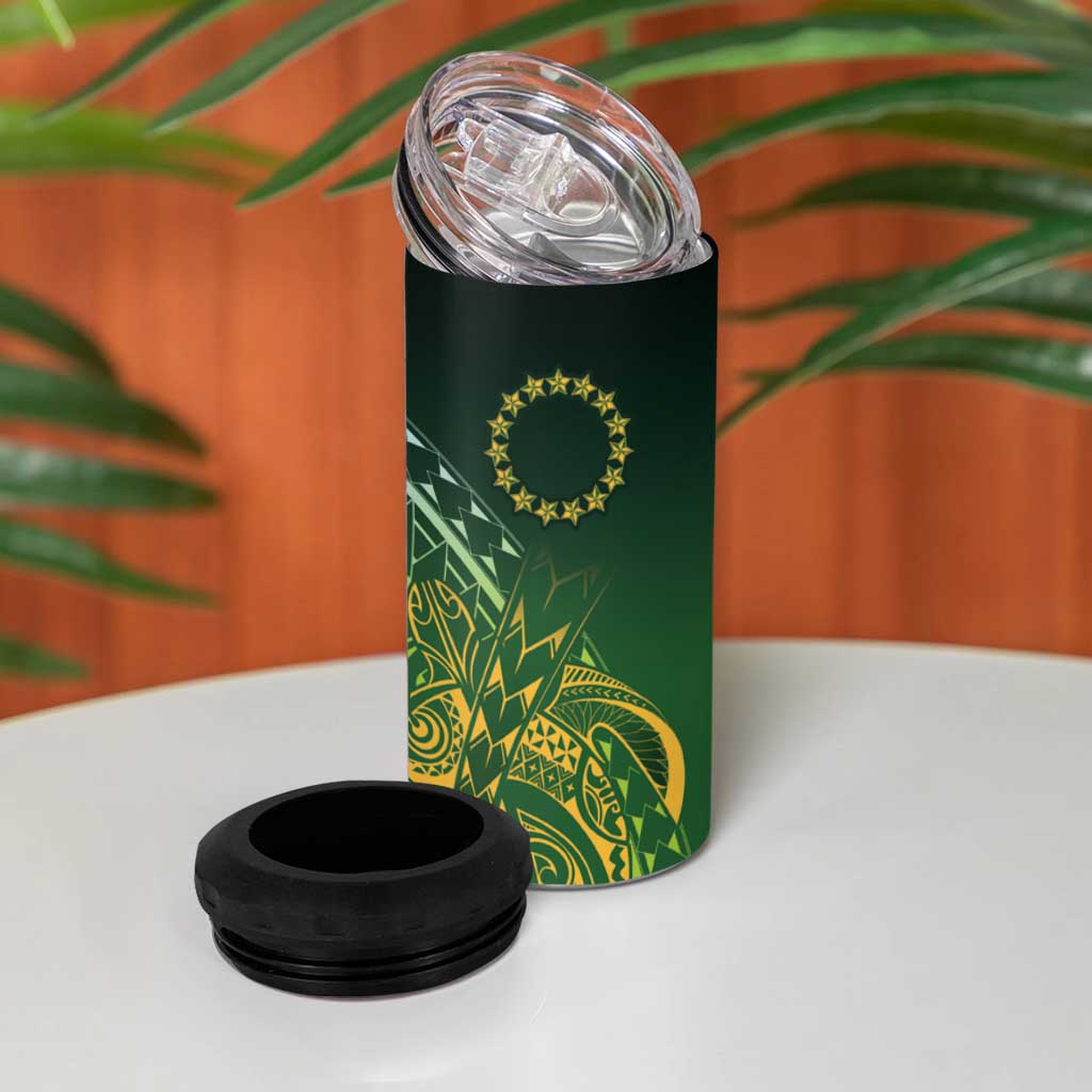 Cook Islands Rugby Kuki Avaiki 4 in 1 Can Cooler Tumbler Tribal Turtle LT7 - Polynesian Pride