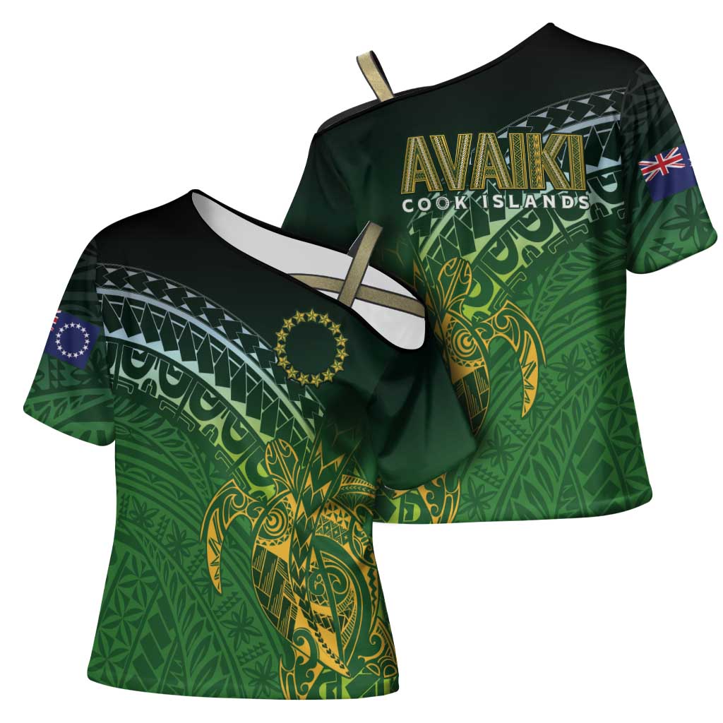 Cook Islands Rugby Kuki Avaiki Cross Shoulder Shirt Tribal Turtle LT7 - Polynesian Pride