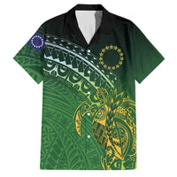 Cook Islands Rugby Kuki Avaiki Family Matching Mermaid Dress and Hawaiian Shirt Tribal Turtle LT7 Dad's Shirt - Short Sleeve Dark Green - Polynesian Pride
