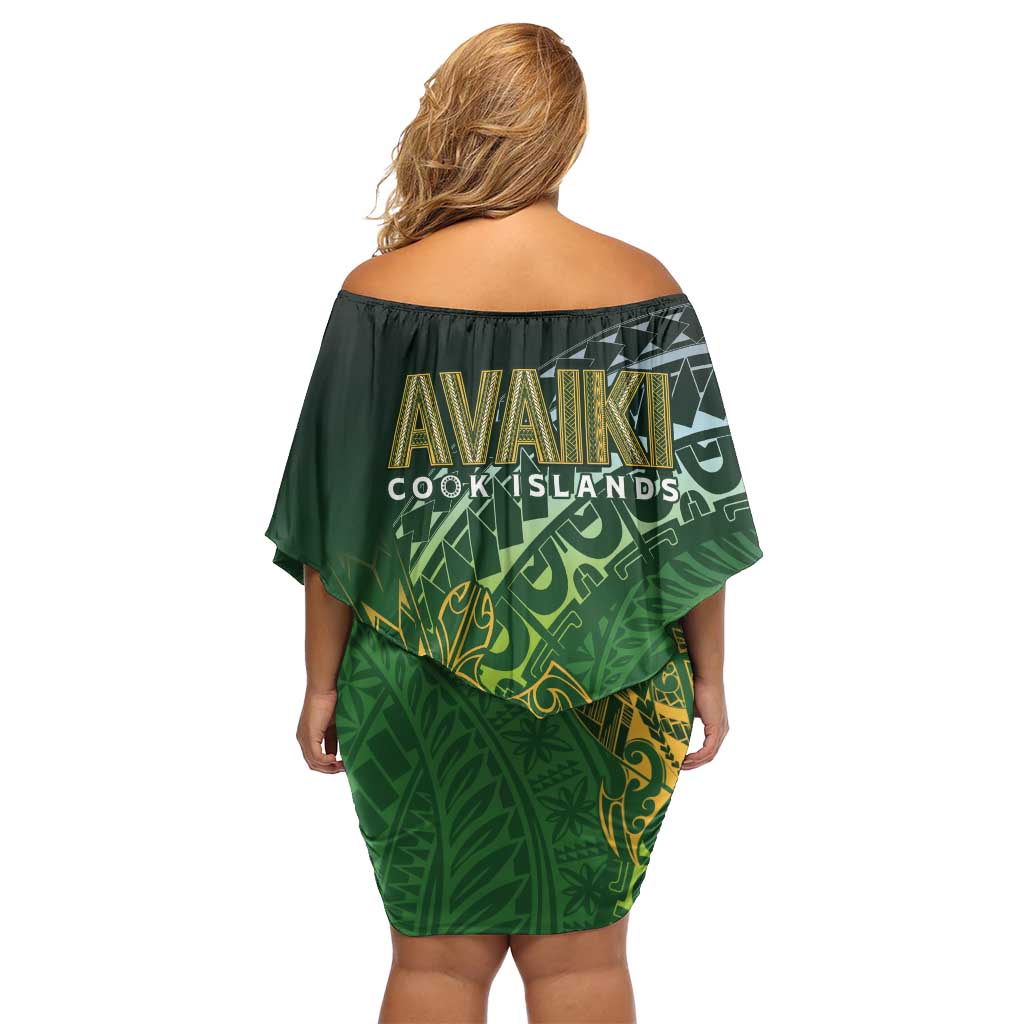 Cook Islands Rugby Kuki Avaiki Family Matching Off Shoulder Short Dress and Hawaiian Shirt Tribal Turtle LT7 - Polynesian Pride