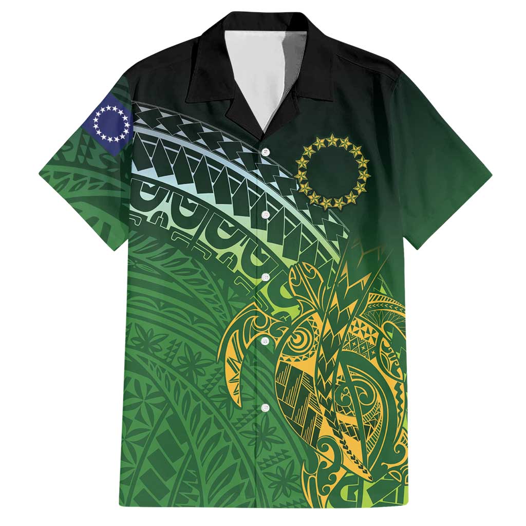 Cook Islands Rugby Kuki Avaiki Hawaiian Shirt Tribal Turtle LT7 Dark Green - Polynesian Pride