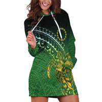 Cook Islands Rugby Kuki Avaiki Hoodie Dress Tribal Turtle LT7 Dark Green - Polynesian Pride