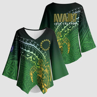 Cook Islands Rugby Kuki Avaiki Kimono Sleeve Blouse Tribal Turtle LT7 - Polynesian Pride